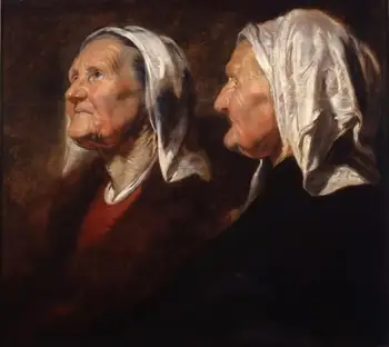 

Top artists hand painted oil paintings on canvas: Portraits of old sisters of Oriental twins