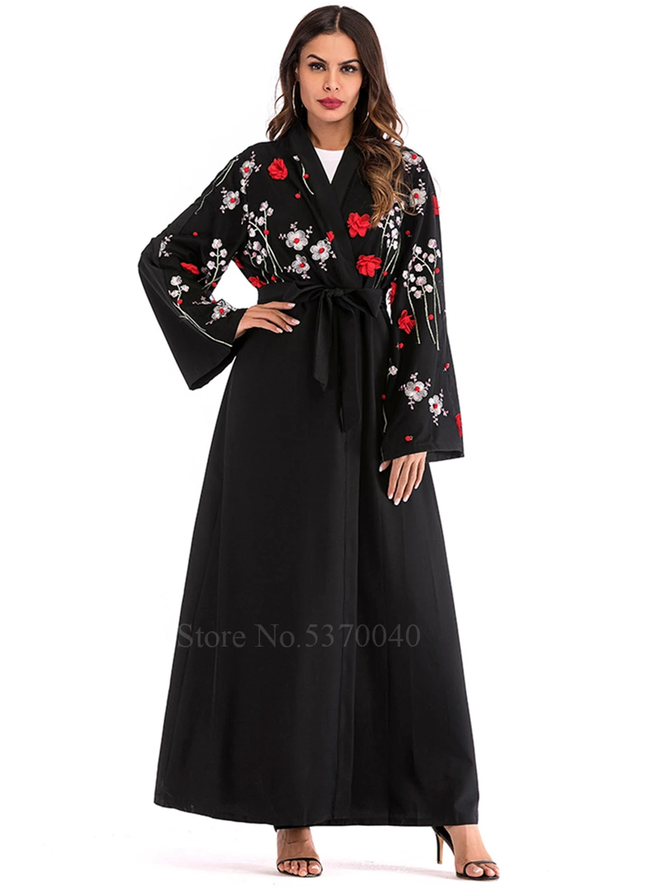 Платье Дубая Арабский мусульманский халат платье женский кардиган Hijabs Рамадан Eid длинный рукав пальто Арабская молитва Исламская одежда