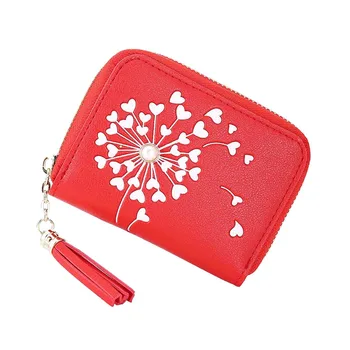 

Women’ s Outdoor Fashion Trend Solid Color Fringed Leather Card Wallet Fashion Hasp Wallet Female Mini for Girls Card Holder