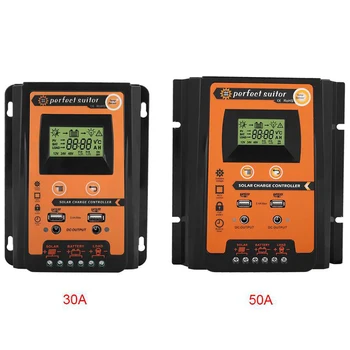 

Solar Controller 12V 24V Solar Charge Controller IP 32 Waterproof Panel Battery Regulator Dual USB LCD Display