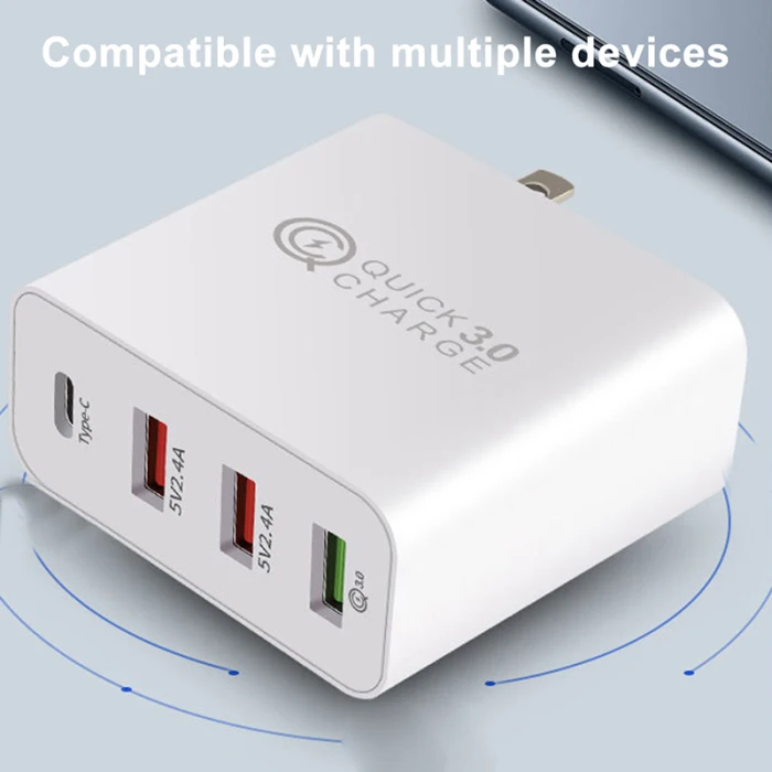 4-Порты и разъёмы USB Зарядное устройство адаптер быстрой зарядки QC3.0 для путешествий на мобильный телефон для быстрого настенного Зарядное устройство JFlyer