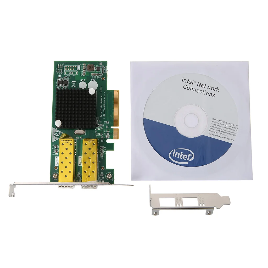 

Drop Ship Pci Express FCoE Intel 82599 PCIe x8 10 Gigabit Ethernet Network Optical Lan Card Dual SFP Port Adapter Converter