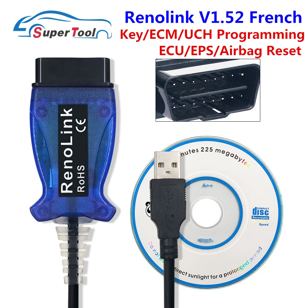 

Renolink OBD2 For Renault ECU Programmer V1.52 For Dacia Key Programmer Airbag Reset Tool For Renault Trucks Diagnostic Tool