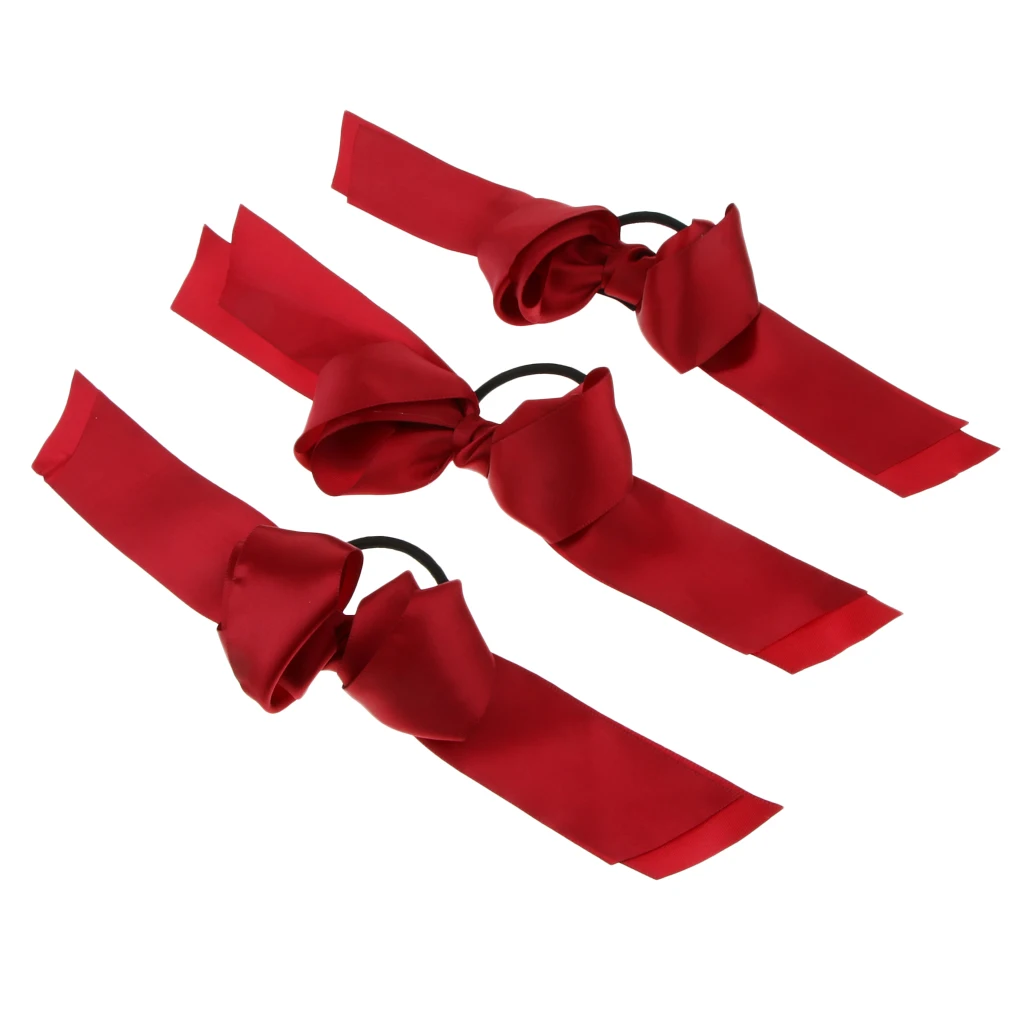 3x  Scrunchie Ponytail Holder Satin Ribbon Big Bow Hairband Hair Rope