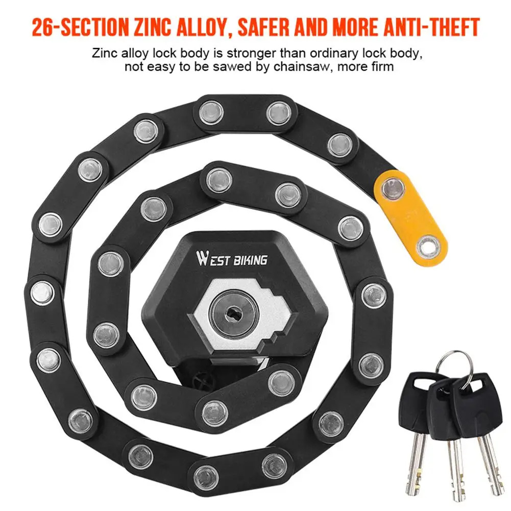 

Anti-Theft Strong Security Bicycle Folding Lock Mount Bracket Bike Chain Lock Foldable Bike Lock With 3 Keys Hamburg-Lock Alloy