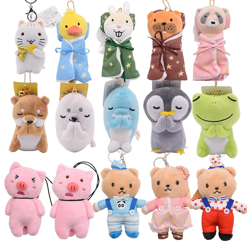 

16 Styles Cute Plush Toy Duck Rabbit Dolphin Pig Cat Keychain Bag Soft Stuffed Doll Gift For Kids Christmas Gift