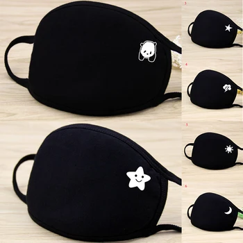 

5pcs Multi Style Hot Sale Cute Cartoon Face Mask Washable Mouth-muffle Unisex Anti Dust Winter Warm Black Mouth Mask