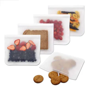 

6PCS Stay Fresh Bag Food Storage Containers PEVA Eco-friendly Refrigerator Ziplock Bags Reusable Sealing Fruit Meat Stand Up Bag