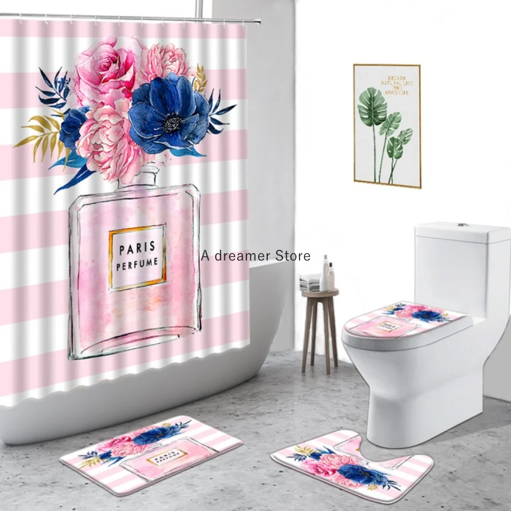 Louis Vuitton Luxury Bathroom Set Shower Curtain Style 44