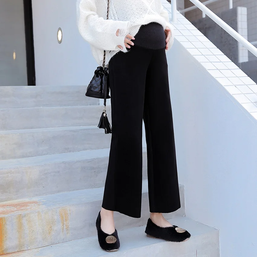 Maternity Pants New Wide Leg Pants Knitted Autumn And Winter Thick