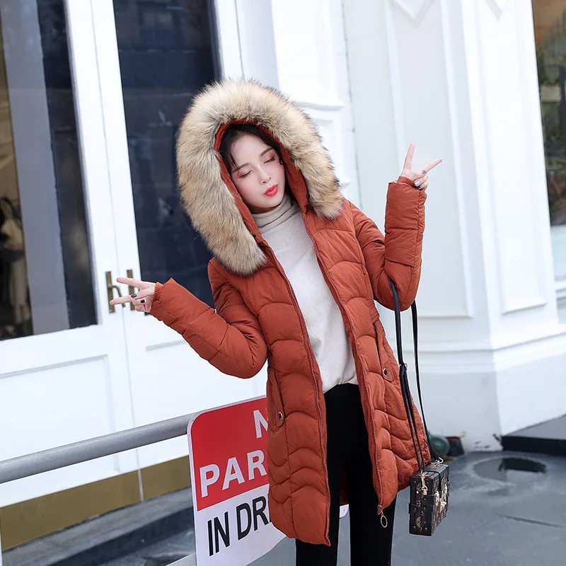 

Cotton-padded Jacket Women's 2018 New Style down Jacket Cotton-padded Clothes Long Large Fur Collar Cotton-padded Clothes Women'