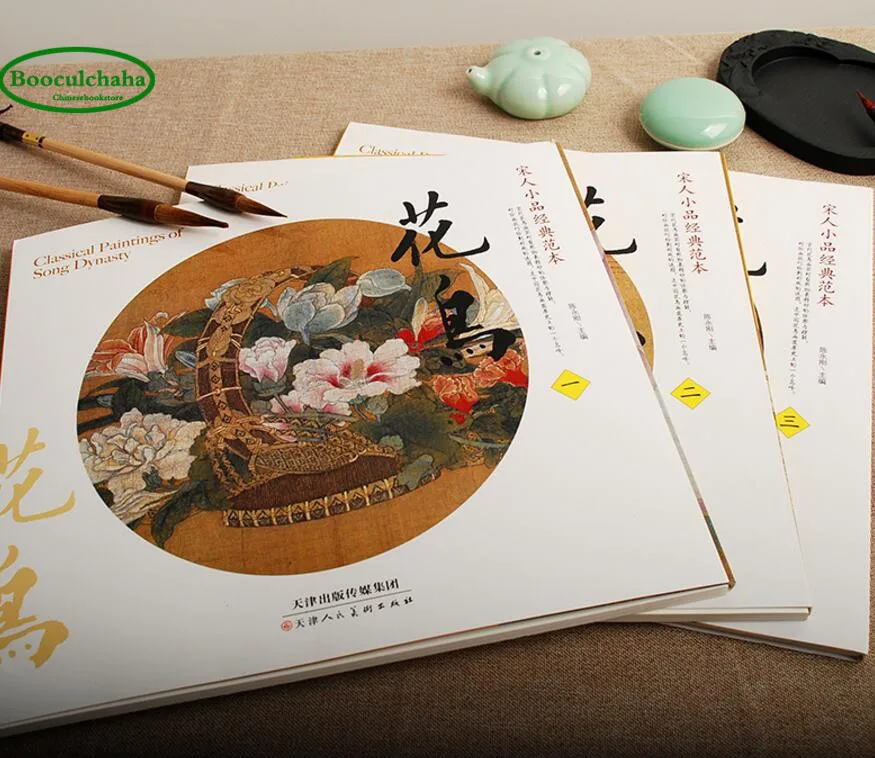 

Chinese goingbi Classic textbook for copying and Appreciation :Paintings of Song Dynasty - Bird flower drawing books ,big size