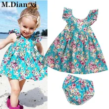 Bébé filles plage vêtements vêtements sans manches haut à fleurs + slips floraux ensembles bébés vêtements pour nouveau-né bébé filles tenues 0-4 ans(China)