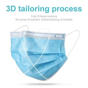 

100/200pcs 3 Laye Mask dust protection Masks Disposable Face Masks Elastic Ear Loop Disposable Dust Filter Safety Mask Anti-Dust