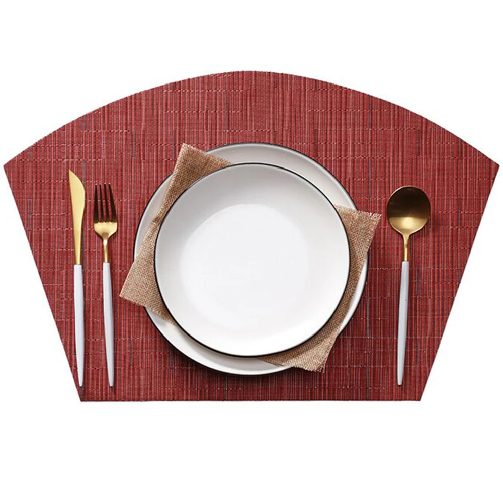 

1pcs Fan-shaped Table Placemats Creative Cup Coaster Environmental PVC Heat-resistant Simple Drink Pad Kitchen Accessories