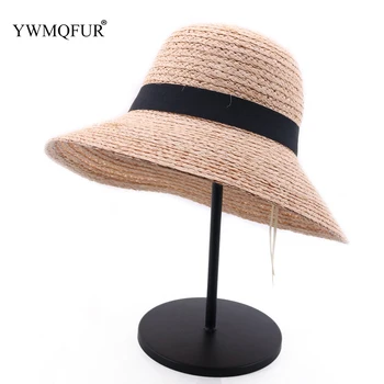

Vintage Raffia Women Uv Protection Caps Summer Female Wide Brim Chapeu Sun Hat Lady Casual Girl Sun Shade Straw Caps 2020 New