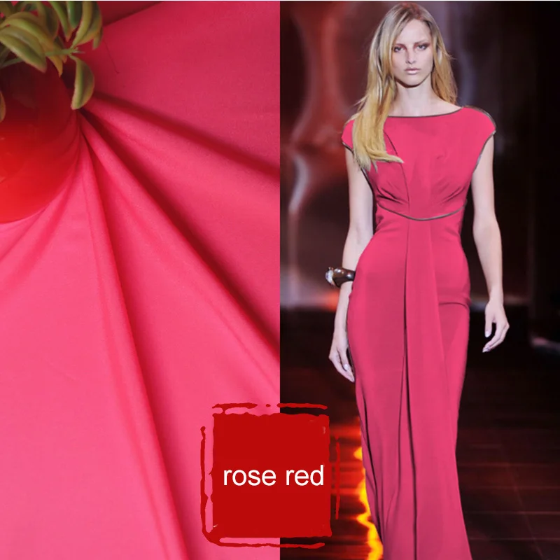 150 см широкий эластичный супер мягкий окрашенный шелк стрейч крепдешин шифон ткань подкладка ткань искусственный шелк Удобная ткань для платья - Цвет: rose red