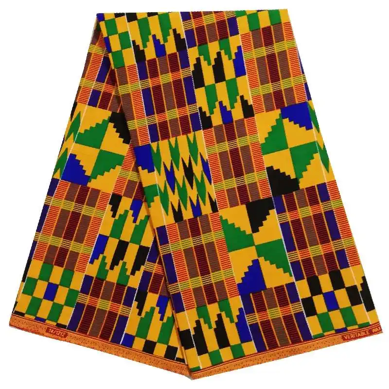 Африканский воск ткань Кент ткани 6 ярдов Анкара хлопковый, Африканский Воск Печать Хлопок Гана воск ткань для платья оптом - Цвет: color2