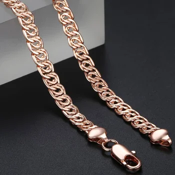 

Trendsmax 7MM Wide Womens Mens Necklace 585 Rose Gold Filled Snail Twisted Chain Link Fashion Necklace GN326A