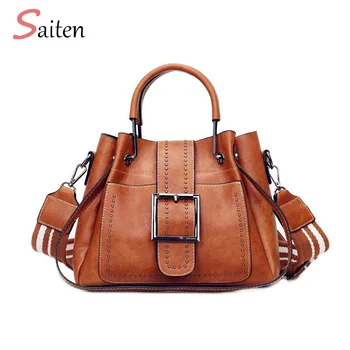 

Bags For Women 2019 New Fashion PU Leather Handbags Crossbody Bag For Women Vintage Bucket Shoulder Bag Ladies Handbag Sac Femme