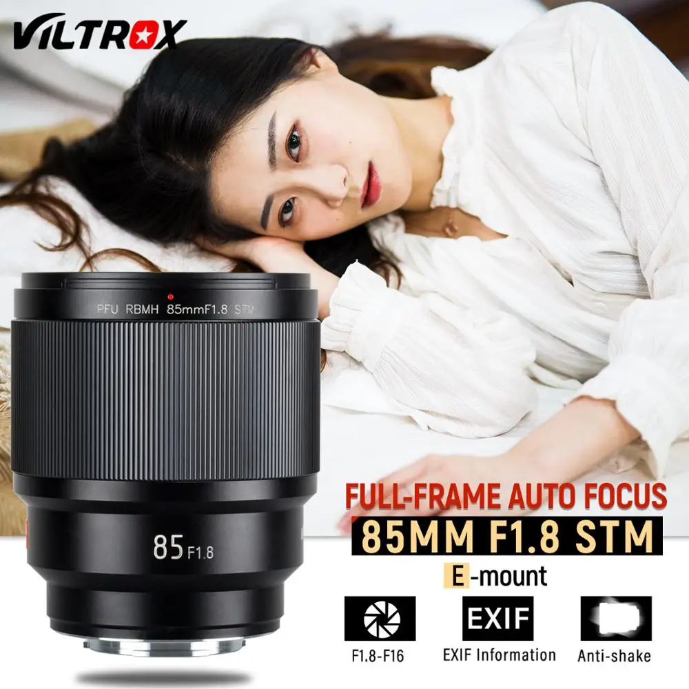 VILTROX 85mm f1.8 STM Auto Focus Fixed focus lens F1.8 Full frame Lens for Camera Sony E mount A9 a7III a7RIII a7SII A6500 A6400 |