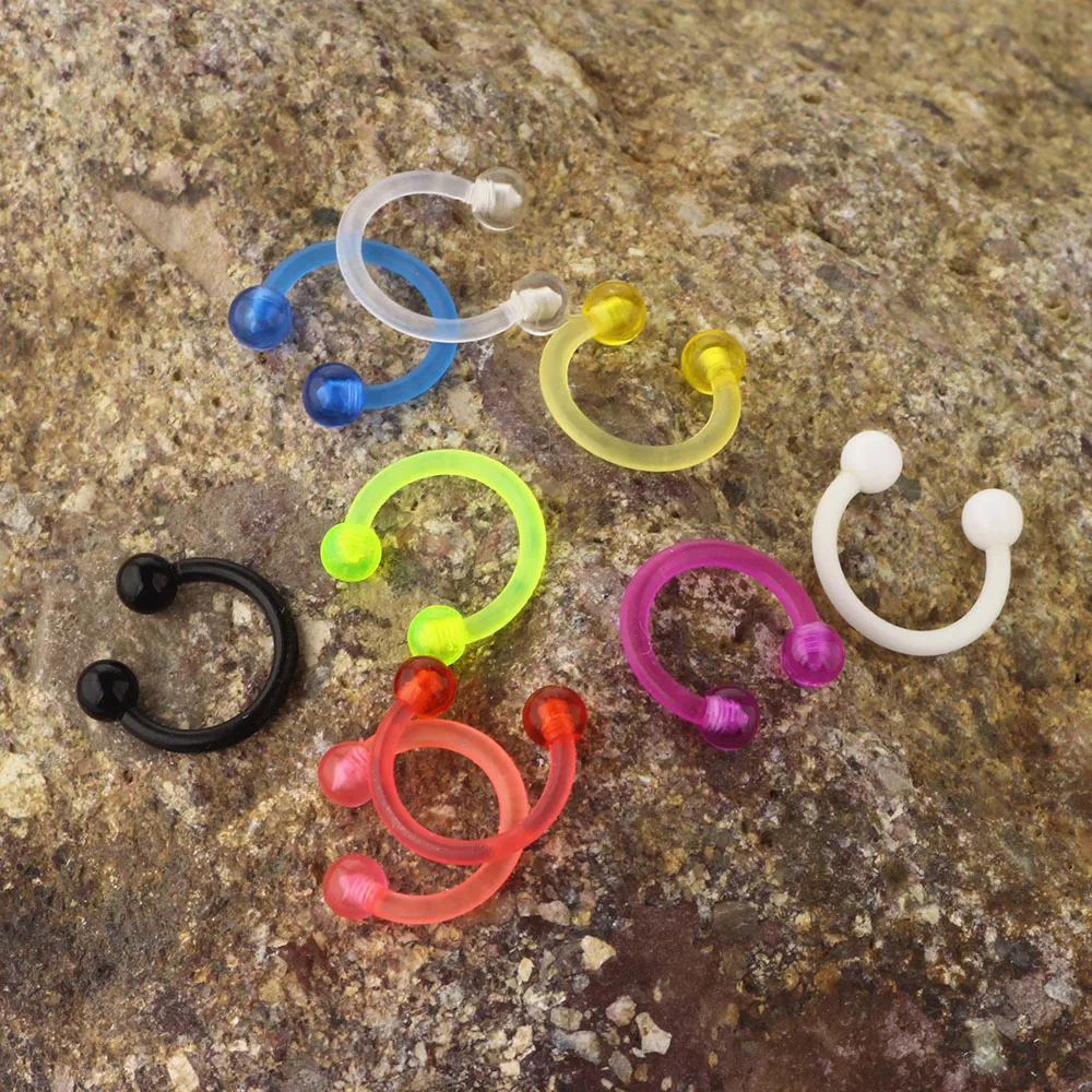 Nose Rings Piercing Jewelry Nose Studs Body Piercing Earrings Ear Piercing Jewelry Ear Studs Hoop Earrings Body Piercing Jewelry Body Jewelry JUNLOWPY Flexible 16 Gauge 5/16 inch Circular Barbell Nose Hoop Rings Earrings Piercing Lip Septum Stud 3mm Acrylic Ball 1/9pcs