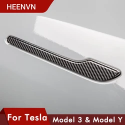 Heenvn – poignée de porte de voiture, accessoire en Fiber de carbone ABS, pour Tesla Model 3 2021 et Y Model 3 4 pièces/ensemble 