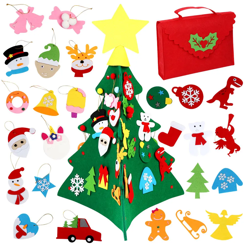 Coffret D Arbre De Noel En Feutre 3d Bricolage Meme Ornements Suspendus De Noel Decorations De Noel Pour Enfants Arbol De Nouvel An Aliexpress