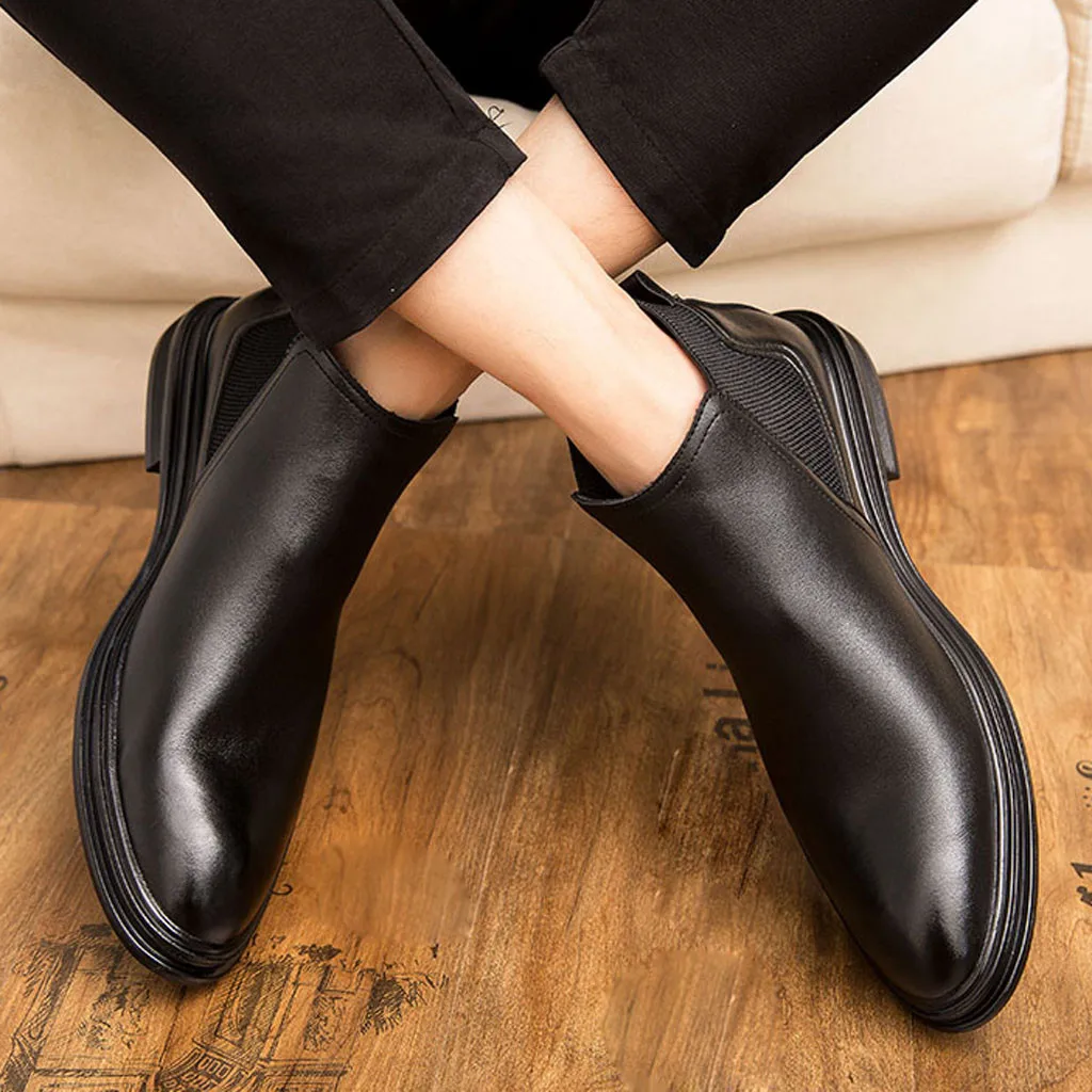 Мужская обувь; Новинка; модные ботинки; zapatos de hombre; модная мужская обувь в стиле ретро с острым носком в британском стиле; повседневные кожаные ботинки «Челси»