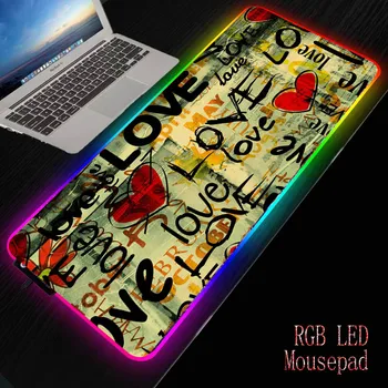 

Abstract Heart Love LED Gaming Mouse Pad RGB Large Gamer Mousepad USB Backlit Computer Mat Keyboard Desk Pad