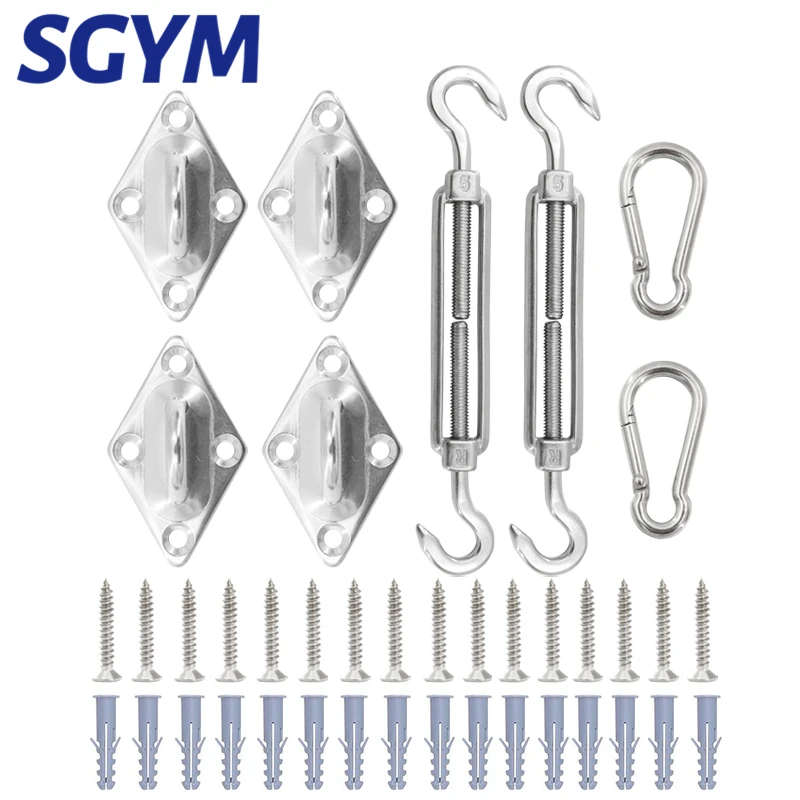 Sun Shade Sail Hardware Kit 304 Stainless Steel Rectangle Square Patio Hook Installation Kit Accessory for Outdoor sun shade hardware kit