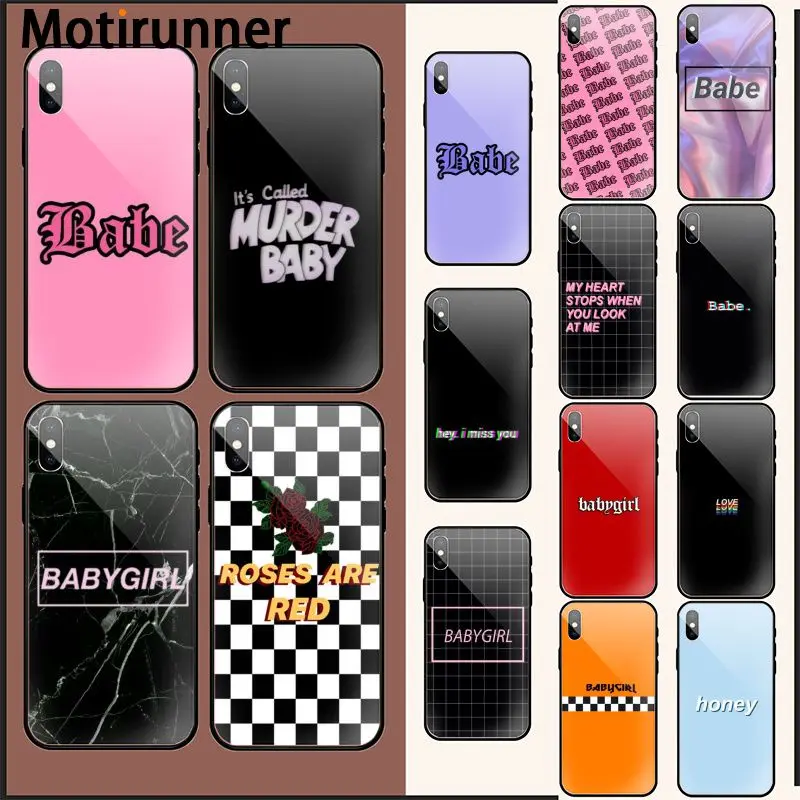 Motirunner Babe babygirl honey line Text art Soft Silicone Phone Case for iPhone 11 pro XS MAX 8 7 6 6S Plus X 5 5S SE XR case | Мобильные