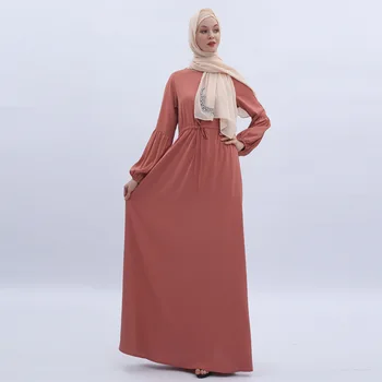 

Soild Colour Women Abaya Dress O-neck Abaya Dubai Dress Bowknot Young Lady Moroccan Kaftan Gown Large Size Kaftan Robe Gown