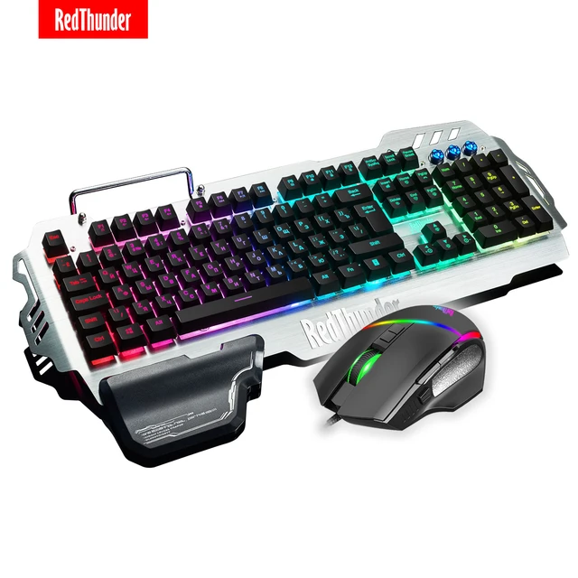 RedThunder – ensemble clavier et souris K900 RGB, couverture en métal  mécanique Sim, 6400DPI, 8 boutons de