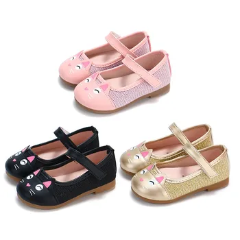 

Spring Autumn Princess Baby girls Cat Head Princess Small Shoes Cats Leather Children's Shoes 0-6Y