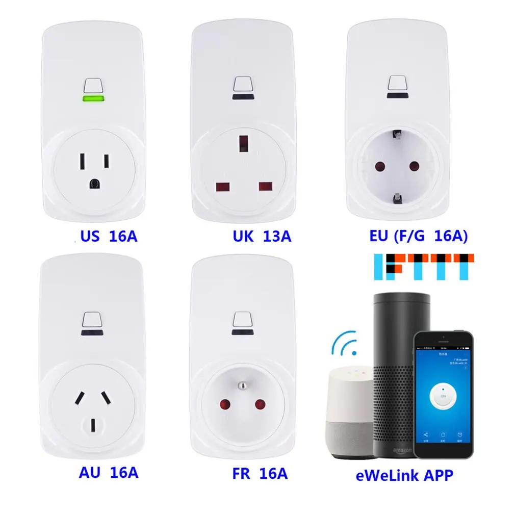 

Smart Plug 10A/16A Wifi Wireless Smart Power Monitor EU AU UK US Plug Socket Outlet Switch For ECHO For ALEXA For GOOGLE Socket