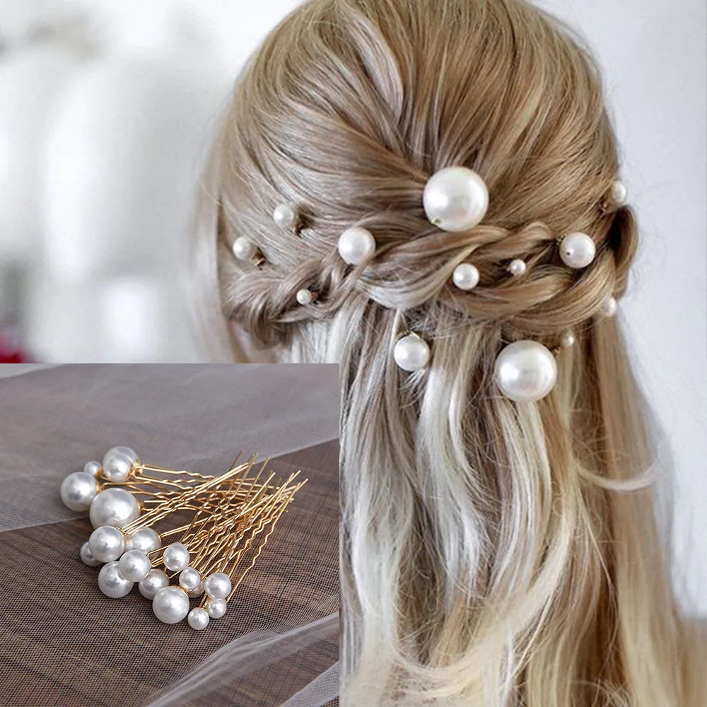 

18Pcs/Box Imitation Pearl U-shaped Pin Hairpin Bridal Tiara Hair Accessories Wedding Hairstyle Design Tools Disk Hair Haippins