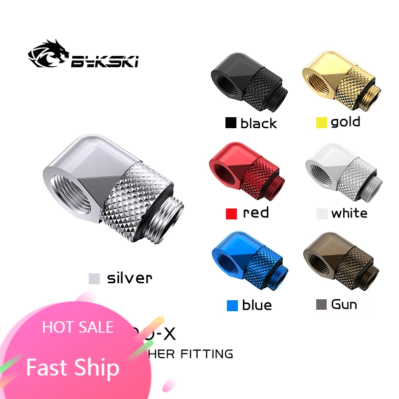 Bykski B-RD90-XG1/4'' 90 Degree Rotary Hard Tube FittingsFemale-Male PC Water Cooling Connector Adapter Multi Colors
