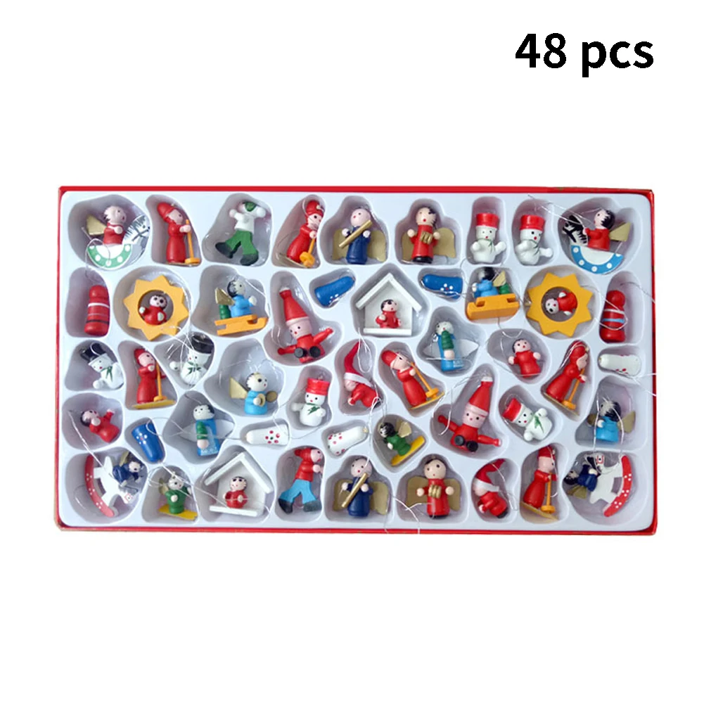 

48pcs/set Toy Figures Hanging Christmas Decorations for Home Christmas Gift Christmas Tree Decorations Mini Wooden Toy New Year