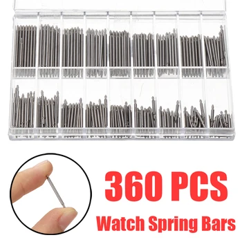 

360pcs Spring Bar Kit Watch Parts Stainless Steel Watch Band Strap Spring Bar 8-25mm Link Pins Repair Tools Watch Accessories