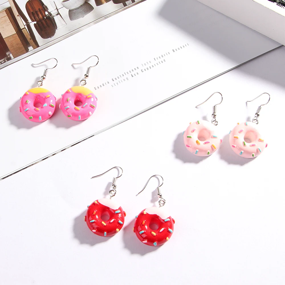 Drop Earrings Geometric for party jewelry gift Summer Food Cake Donuts
