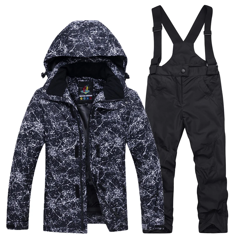 

Boy and Girl Children's Snow Suit Sets Snowboarding Clothing windproof waterproof outdoor Clothing Kids Ski Jacket + strap pant