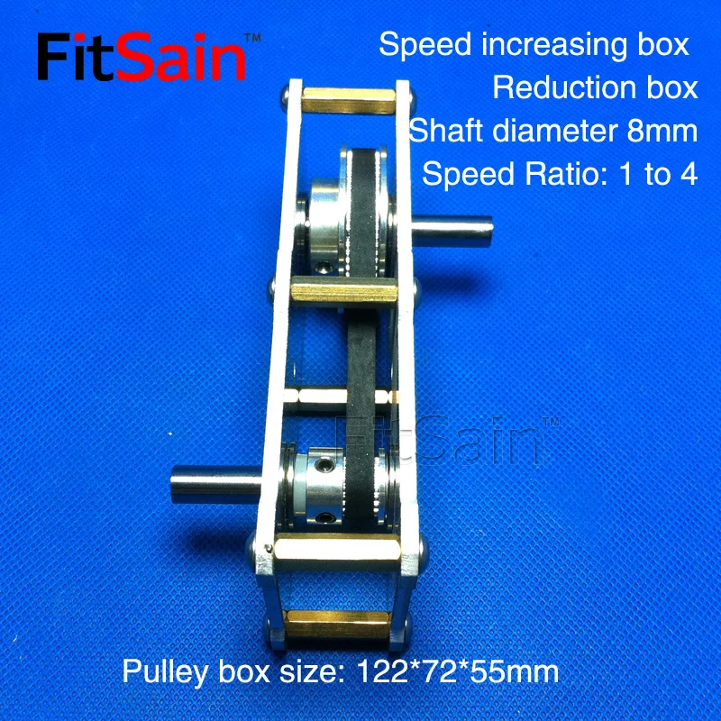 Fitsain-1:4 synchronous pulley belt pulley double axle reducer gearbox accelerator high torque reducer