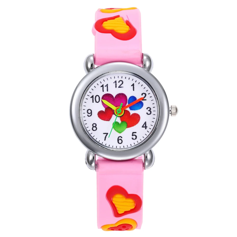 Детские часы с 3D милыми мультяшными персонажами, детские часы с надписью Love, резиновые кварцевые часы для девочек и мальчиков, подарок, relogio infanti