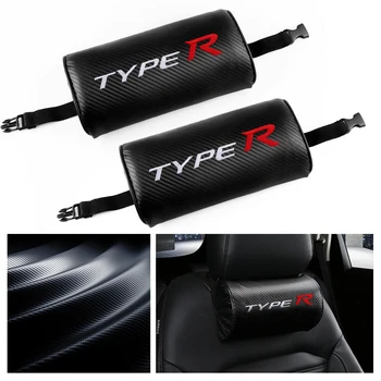 

Car Styling Typer logo Carbon Fiber Car Seat Headrest Cushion Neck Pillow For Honda Type R For Civic XR-V HR-V Type R Accord