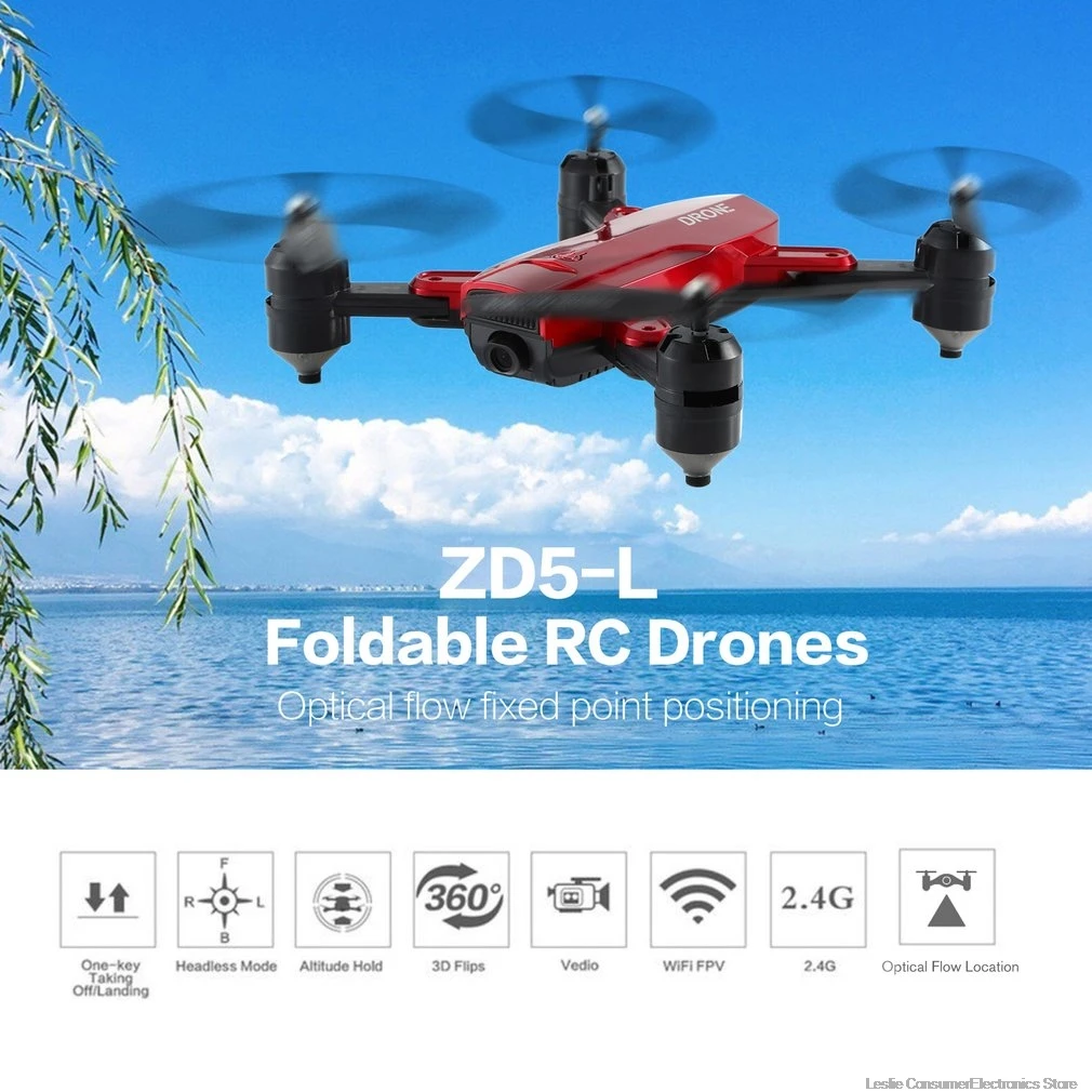 

ZD5-L Foldable RC FPV Drones With 720P 2MP WIFI Optical Flow Dual Camera RC Helicopter Aircraft Model Toys Smart Follow