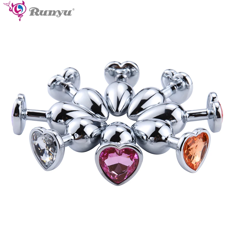 3 Size Anal Plug Heart Stainless Steel Crystal Removable Butt Stimulator Sex Toys Prostate Massager Dildo | Красота и здоровье