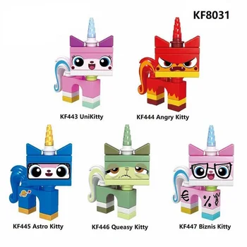 

KF8031 Figures Unikitty Angry Astro Queasy Biznis Kitty Wearing Glasses And Suit Building Blocks Education For Children Toys