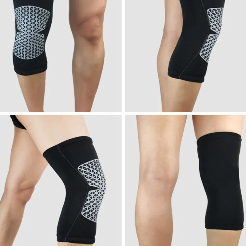 Прочный наколенник Скоба полиэфирного волокна протектор повязки безопасности спорт поддержка колена высокого качества ремень бегущее эластичное Защитное приспособление - Цвет: Black