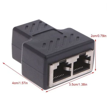 

1.38x1.57x0.79 inch Split RJ45 LAN Ethernet Network Cable 1 To 2 Ways Female to 2 Female RJ45 Sockets Splitter Connector Adapter